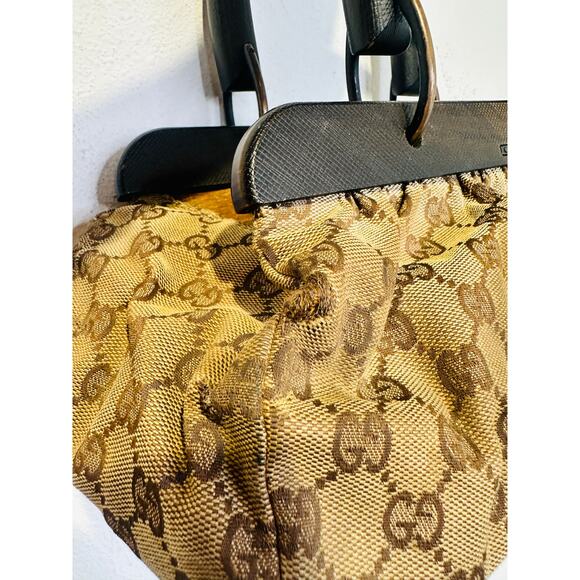 GUCCI Fall 2002 Tom Ford Classic Brown Monogrammed GG Canvas Wood Handle Doctor - Picture 7 of 16